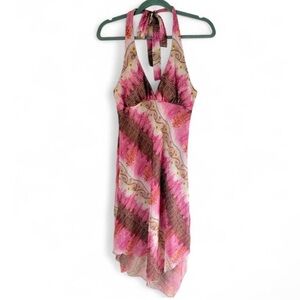 Vintage Y2K Halter Assymetrical Dress Beachy Fairycore Fits Size XS-M